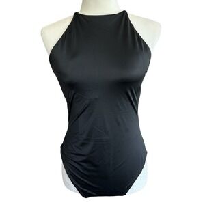 Andie Asbury One Piece Swimsuit Large Vacation Halter Backless Minimalist NWT